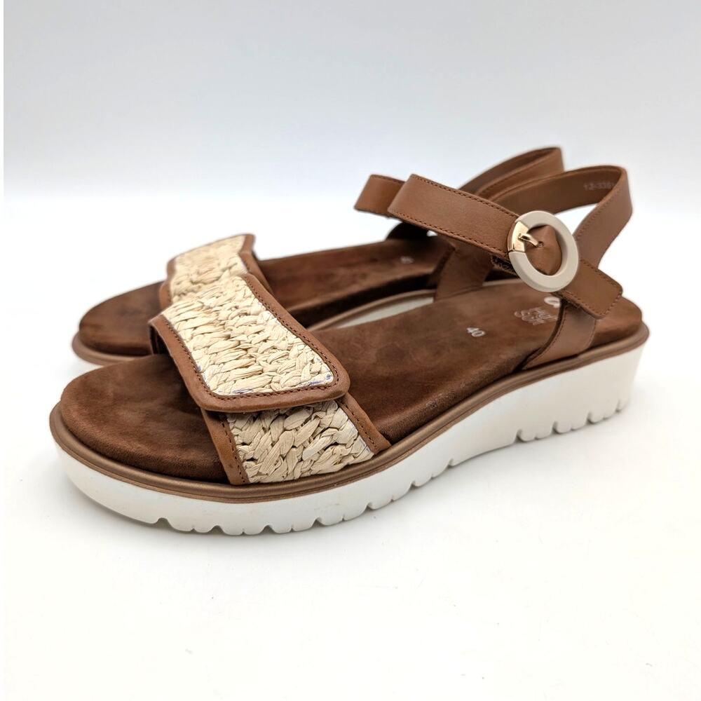 Ara Bloom Ankle Strap Sandals Open Toe Women's Cognac Natural Size US9.5 EU40